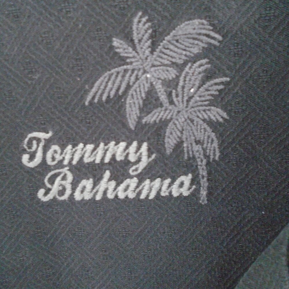 Tommy Bahama "Cigars and Cars" Embroidered Silk Shirt Mens Size XL Black - Picture 2 of 4
